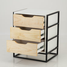 Load image into Gallery viewer, Tsitsikamma White Side Table with Three Drawers - Cut Out Handles
