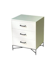 Load image into Gallery viewer, Everest White Side Table Three Drawer - Round Handles
