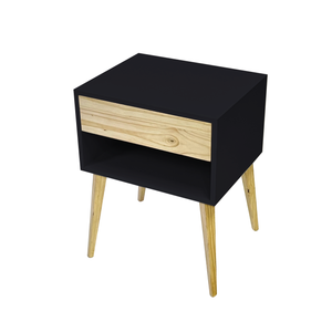 Fihlo Black One Drawer + Shelf Side Table