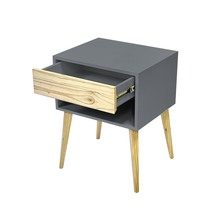 Load image into Gallery viewer, Fihlo Grey One Drawer + Shelf Side Table
