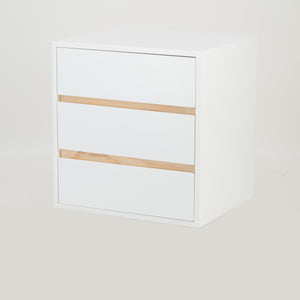 Fihlo White Three Drawer Floating Side Table