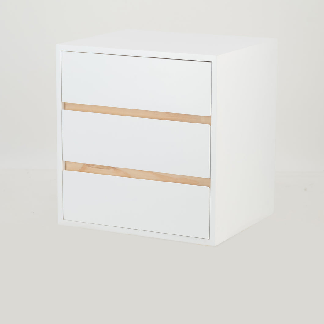 Fihlo White Three Drawer Floating Side Table