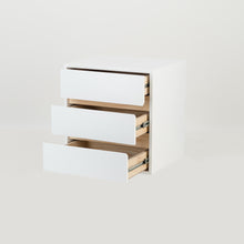 Load image into Gallery viewer, Fihlo White Three Drawer Floating Side Table
