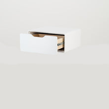 Load image into Gallery viewer, Khaya One Drawer Floating Side Table with Cut Out Handle - White
