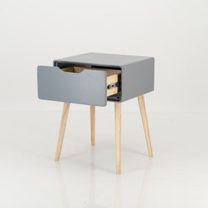 Khaya One Drawer Side Table with Cut Out Handle - Grey