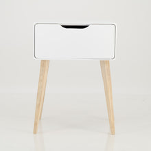 Load image into Gallery viewer, Khaya One Drawer Side Table with Cut Out Handle - White
