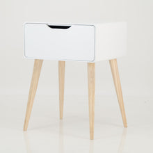 Load image into Gallery viewer, Khaya One Drawer Side Table with Cut Out Handle - White
