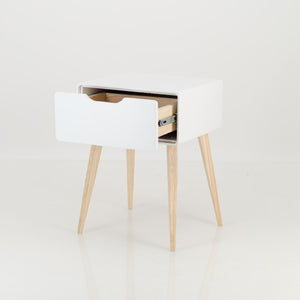 Khaya One Drawer Side Table with Cut Out Handle - White