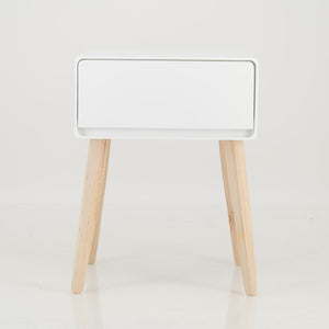Khaya One Drawer Side Table with Hidden Handle - White