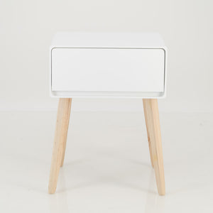 Khaya One Drawer Side Table with Hidden Handle - White