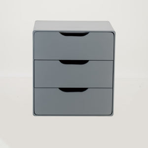 Khaya Three Drawer Floating Side Table with Cut Out Handle - Grey