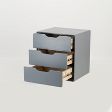 Load image into Gallery viewer, Khaya Three Drawer Floating Side Table with Cut Out Handle - Grey

