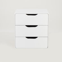 Load image into Gallery viewer, Khaya Three Drawer Floating Side Table with Cut Out Handle - White
