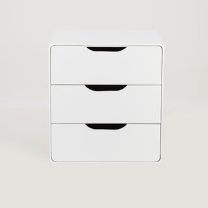 Khaya Three Drawer Floating Side Table with Cut Out Handle - White