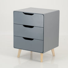 Load image into Gallery viewer, Khaya Three Drawer Side Table with Cut Out Handle - Grey
