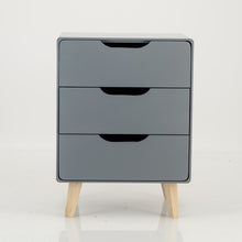Load image into Gallery viewer, Khaya Three Drawer Side Table with Cut Out Handle - Grey
