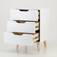 Load image into Gallery viewer, Khaya Three Drawer Side Table with Cut Out Handle - White

