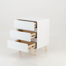 Load image into Gallery viewer, Khaya Three Drawer Side Table with Hidden Handle - White
