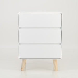 Khaya Three Drawer Side Table with Hidden Handle - White