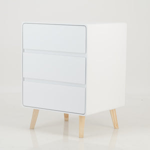 Khaya Three Drawer Side Table with Hidden Handle - White