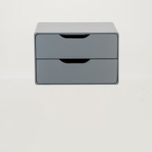 Load image into Gallery viewer, Khaya Two Drawer Floating Side Table with Cut Out Handle - Grey
