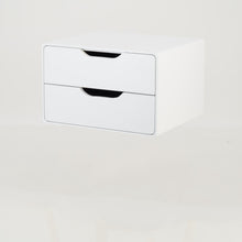 Load image into Gallery viewer, Khaya Two Drawer Floating Side Table with Cut Out Handles - White
