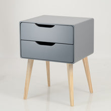 Load image into Gallery viewer, Khaya Two Drawer Side Table with Cut Out Handle - Grey
