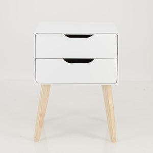 Khaya Two Drawer Side Table with Cut Out Handle - White