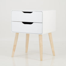 Load image into Gallery viewer, Khaya Two Drawer Side Table with Cut Out Handle - White
