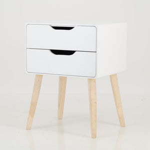 Khaya Two Drawer Side Table with Cut Out Handle - White