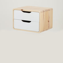 Load image into Gallery viewer, Kuva Pine Two Drawer Floating Side Table with Cut Out Handles - White
