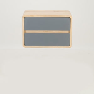 Kuva Pine Two Drawer Hidden Handle Floating Side Table - Grey
