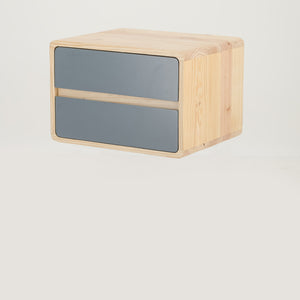Kuva Pine Two Drawer Hidden Handle Floating Side Table - Grey