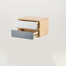 Load image into Gallery viewer, Kuva Pine Two Drawer Hidden Handle Floating Side Table - Grey &amp; White
