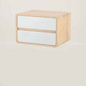 Kuva Pine Two Drawer Hidden Handle Floating Side Table - White