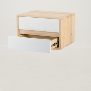 Kuva Pine Two Drawer Hidden Handle Floating Side Table - White