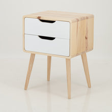 Load image into Gallery viewer, Kuva Pine Two Drawer Side Table with Cut Out Handles - White
