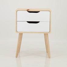 Load image into Gallery viewer, Kuva Pine Two Drawer Side Table with Cut Out Handles - White
