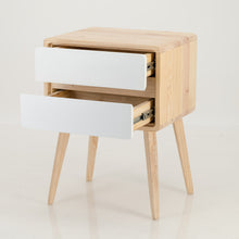 Load image into Gallery viewer, Kuva Pine Two Drawer Hidden Handle Side Table - White
