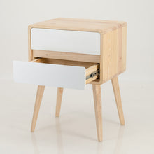 Load image into Gallery viewer, Kuva Pine Two Drawer Hidden Handle Side Table - White
