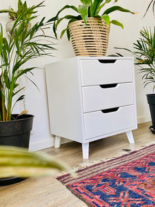 Secaleni Side Table Three Drawer White