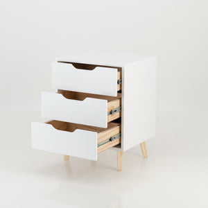 Secaleni Side Table Three Drawer White